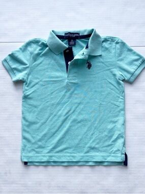 US Polo Assn Boys Polo Shirt in Mint Green with navy